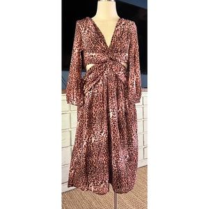 Anthropologie Cut-Out Leopard Midi Dress XS